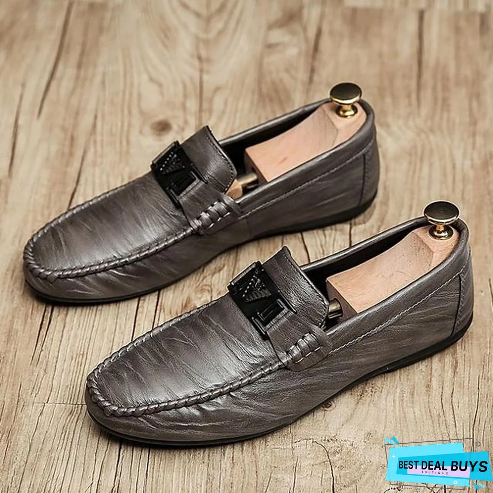 Men's Summer Daily Loafers & Slip-Ons Pu White / Black / Gray