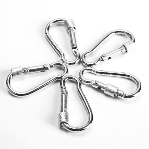 

5Pcs Aluminum Screw Lock Carabiner Snap Hook Clip Camping Hiking Outdoor, Silver, 501 Original