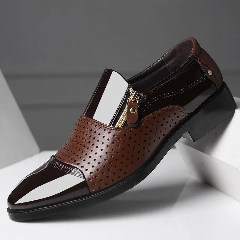 Pantofi moderni pentru bărbați, din piele ecologică, material cu perforații care respiră, stil business, potriviți pentru nuntă