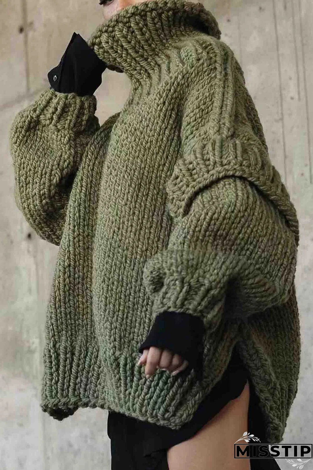 Solid Long Sleeve Cowl Neck Sweater