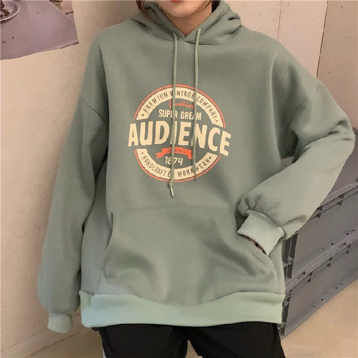 Uveng Uveng Female Autumn Winter 2023 New Korean Version Loose Ancient Hoodie Long Sleeve Versatile Velvet Student Coat