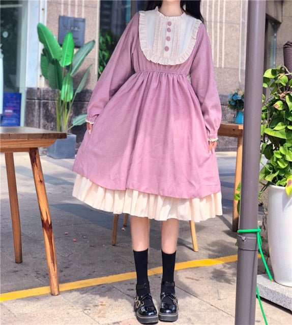Japanese Kawaii High Waist Ruffled Sweet Lolita Dress SP16609R