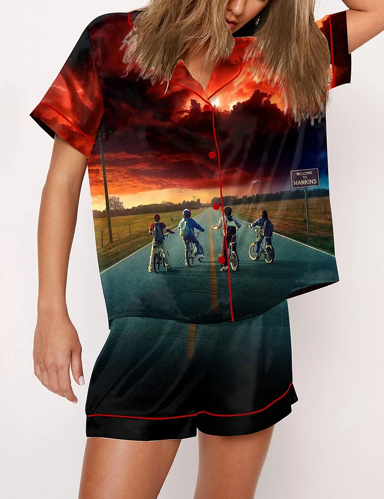 Women's Retro Stranger Things Art Print Pajama Set