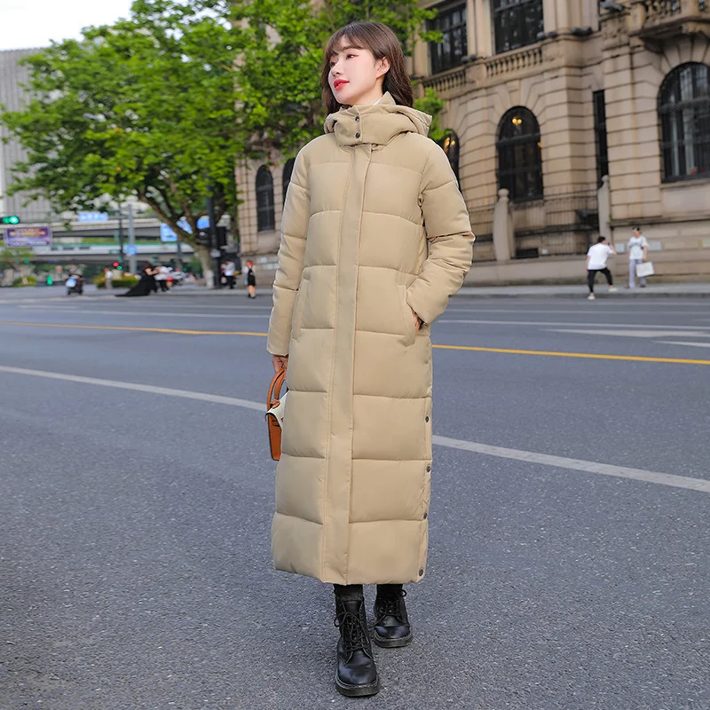 Toloer Winter New Women's Cotton-Padded Clothes Long Over The Knee Korean Version Loose Thick Warm And Long Down Cotton Clothes-Outfit Ideas