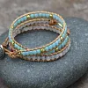 Colorful Multi Gemstone Crocheted Wristband Accessories