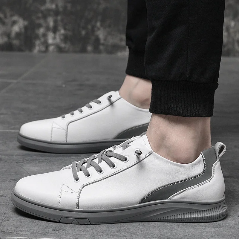 Size 37-47 Mens Genuine Leather Casual Shoes White Tenis Footwear for Men Fashion Comfortable Male Flats Slip on Man Loafers New