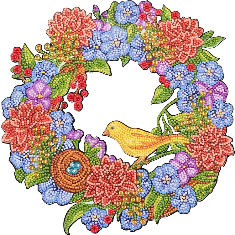 DIY Diamond Painting Wreath - Yellow bird