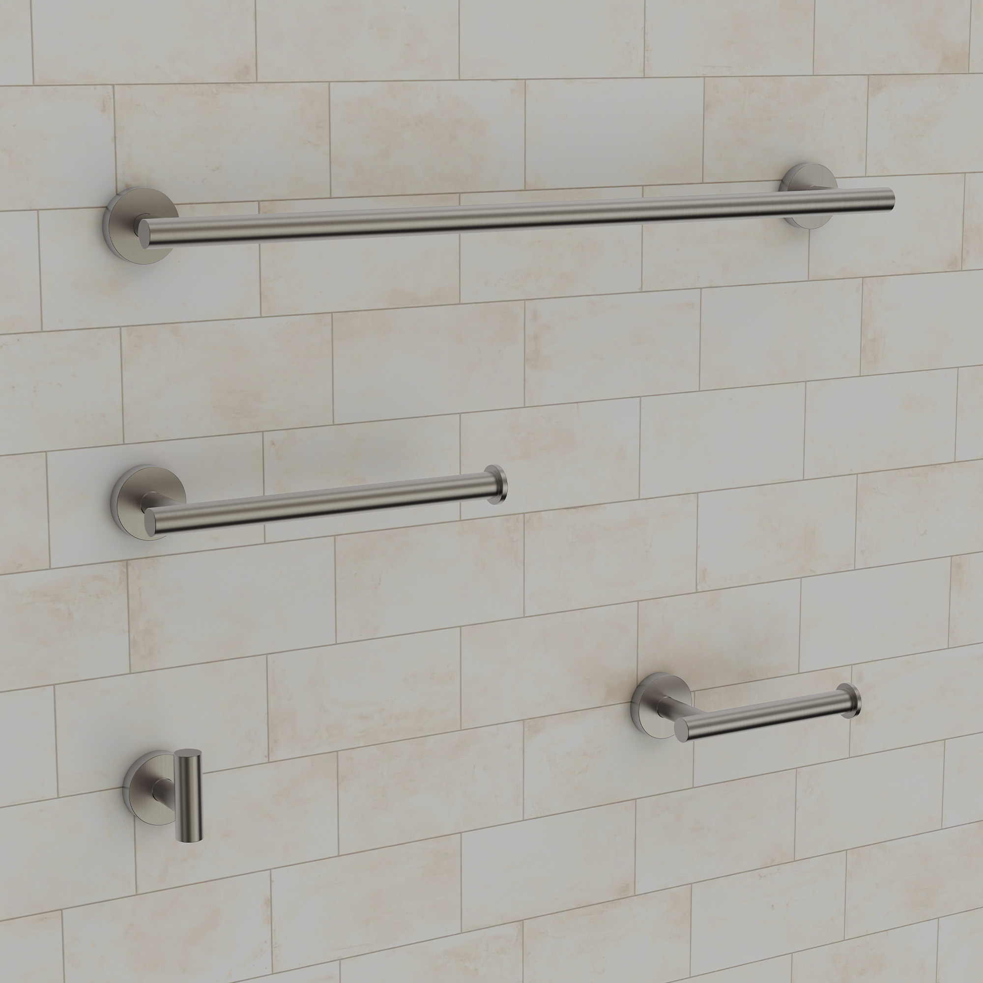 ClassicRain 4-Piece Stainless Steel Wall-Mounted Towel Rack Set in Brushed Nickel