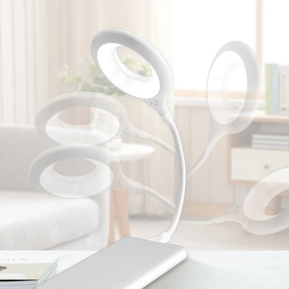 Portable Flexo Ring Lamp USB Reading Book Bedroom LED Night Light (White)
