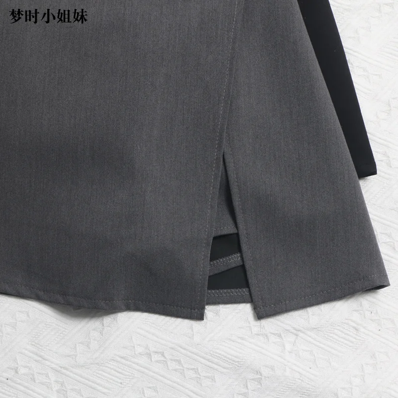 Uveng Irregular A-Word Fork High-Waist Skirt Short Skirt Women's Korean Dress Dress Dress 8872