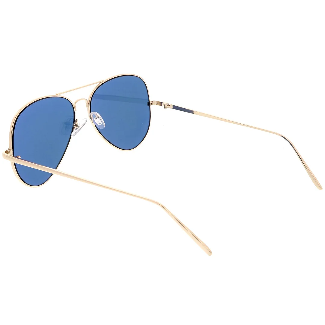 Classic Metal Aviator glasses Double Nose Bridge Color Mirror Flat Lens 59mm