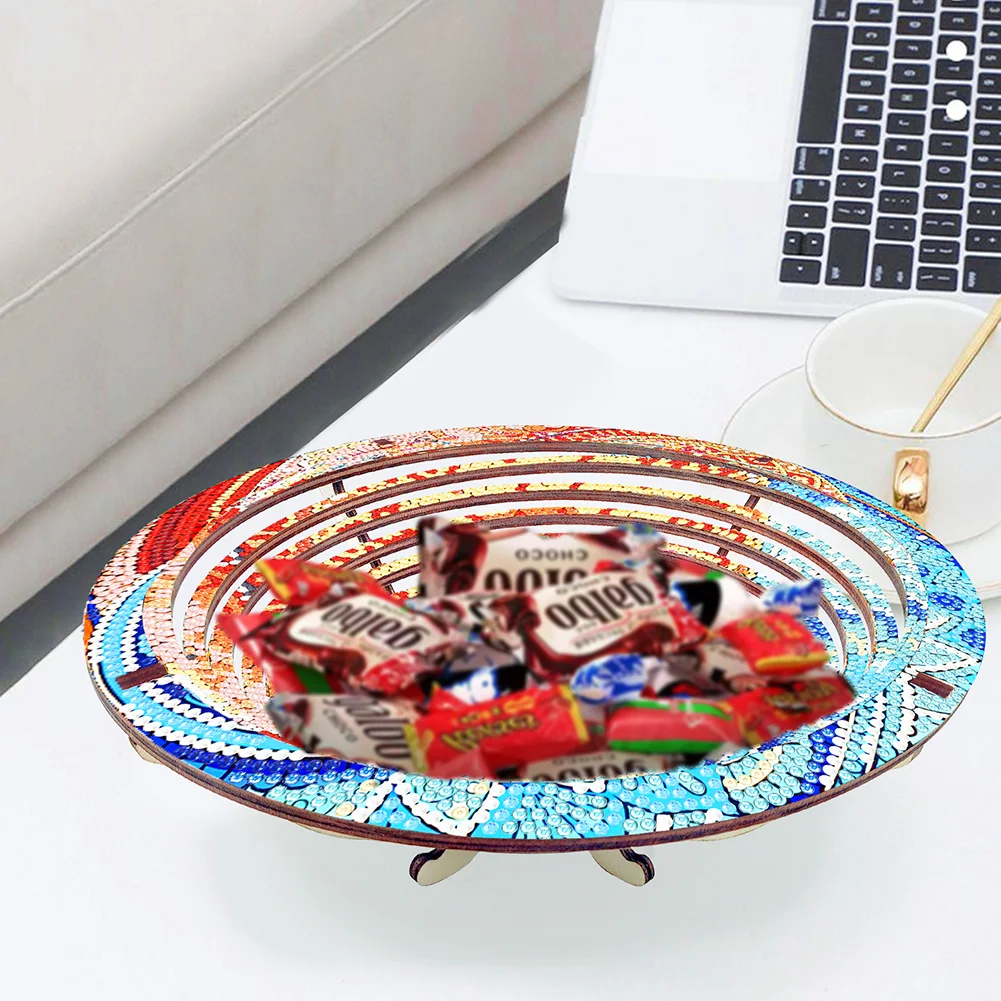 DIY Mandala Diamond Painting Wooden Serving Tray Decorative Diamond Painting Dining Plate