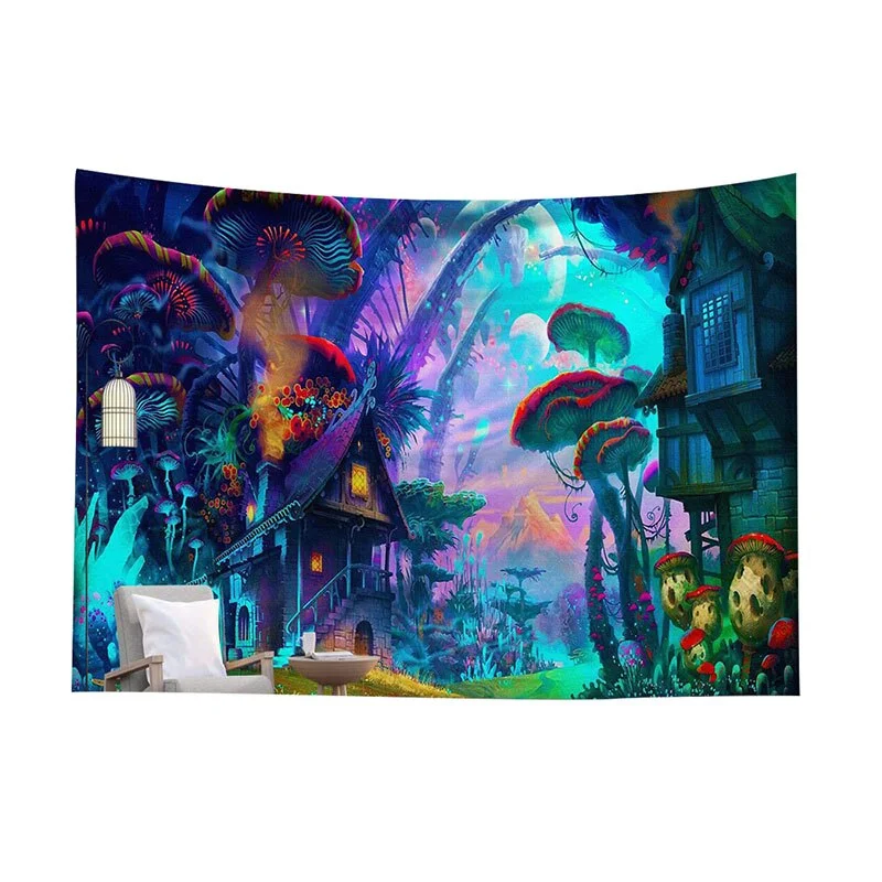 Mushroom Psychedelic Tapestry Poster Wall Hanging Room Decoration Bedroom Hippie Decor Nordic Art Wall Hanging Cloth