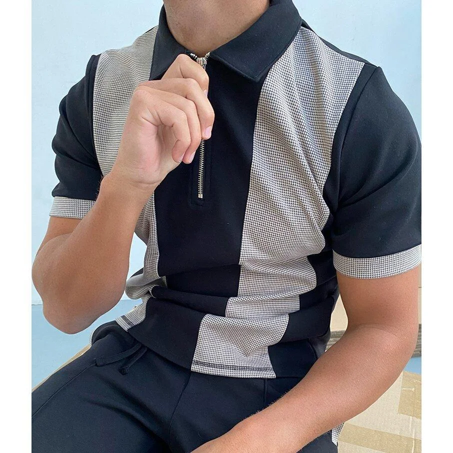 men's polo stitching short sleeve