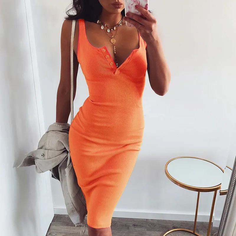 Ladies Basic Vest Dress Women Back Split Casual Dress 2019 Summer Sexy Bodycon Sleeveless Vest Tanks Slim Strap Party Dresses