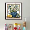 White Flowers In Vase-14CT Stamped Cross Stitch 45*45cm/17.72*17.72in tapestrymarket