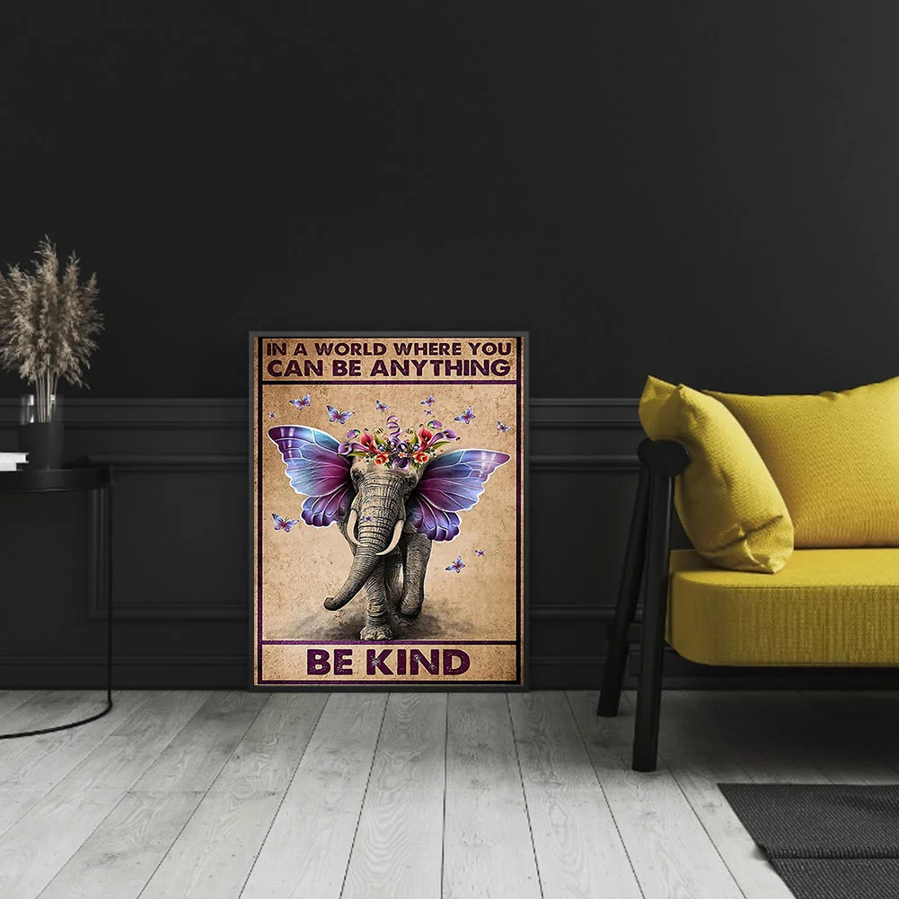 Full Round Diamond Painting 30*40cm - Elephant Calligraphy And Painting Design