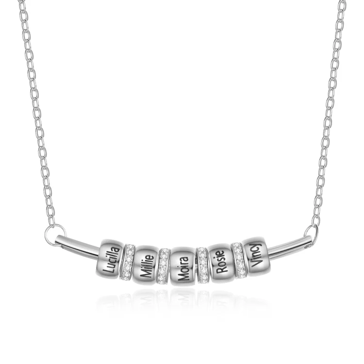 Smile Bar Halskette verziert mit 5 Namen vergoldeten Perle