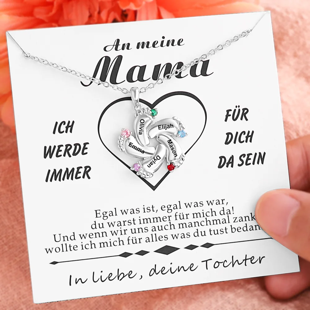 Personalisierte Baby Füße 5 Geburtssteine Halskette Kettenmachen
