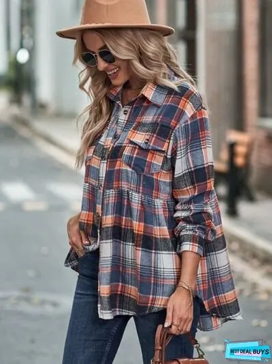 Plaid Button Up Dropped Shoulder Shirt
