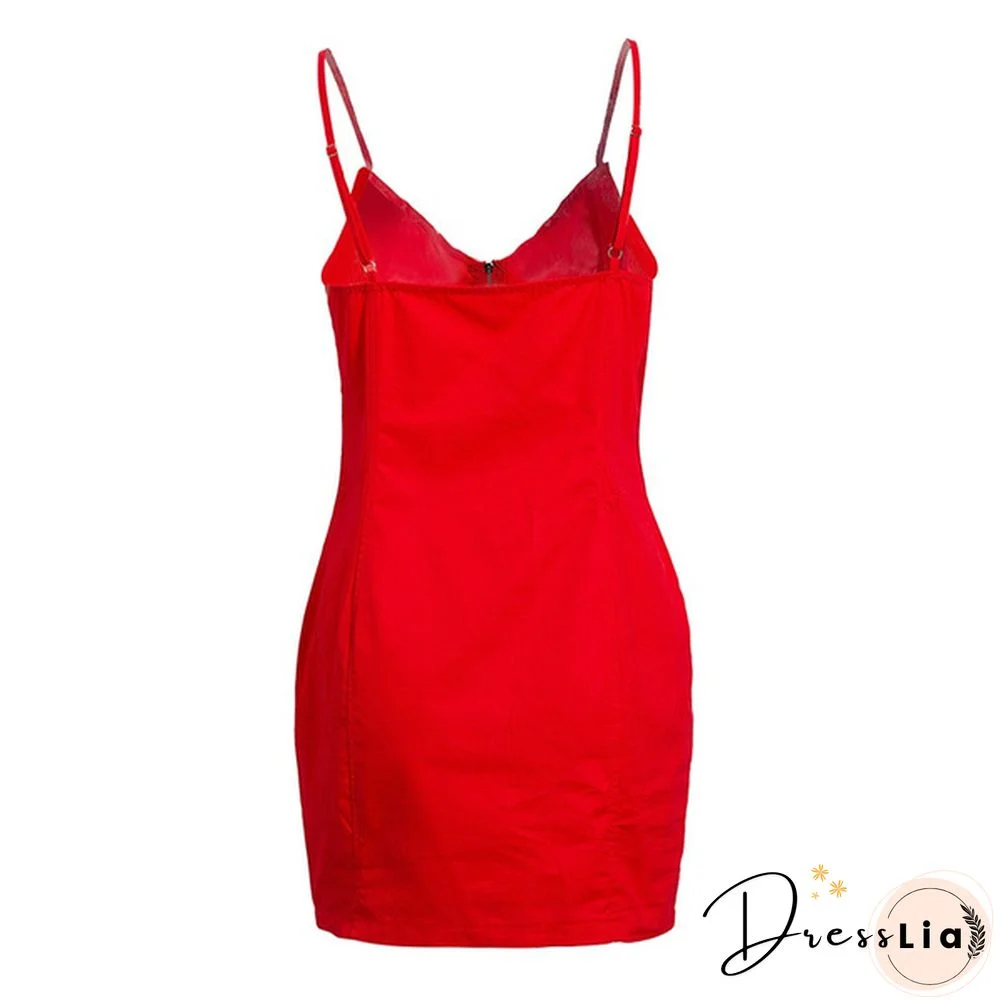 Sexy Dress Women Summer Casual Solid Mini Sleeveless Dresses Club Party V-neck Streetwear Dress