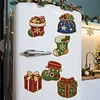6PCS Stocking and Gift Pack DIY Pearl Diamond Painting Christmas Fridge Magnets, Sparkling Rhinestone Refrigerator Magnet Craft Kit for Home Decor & Gifts