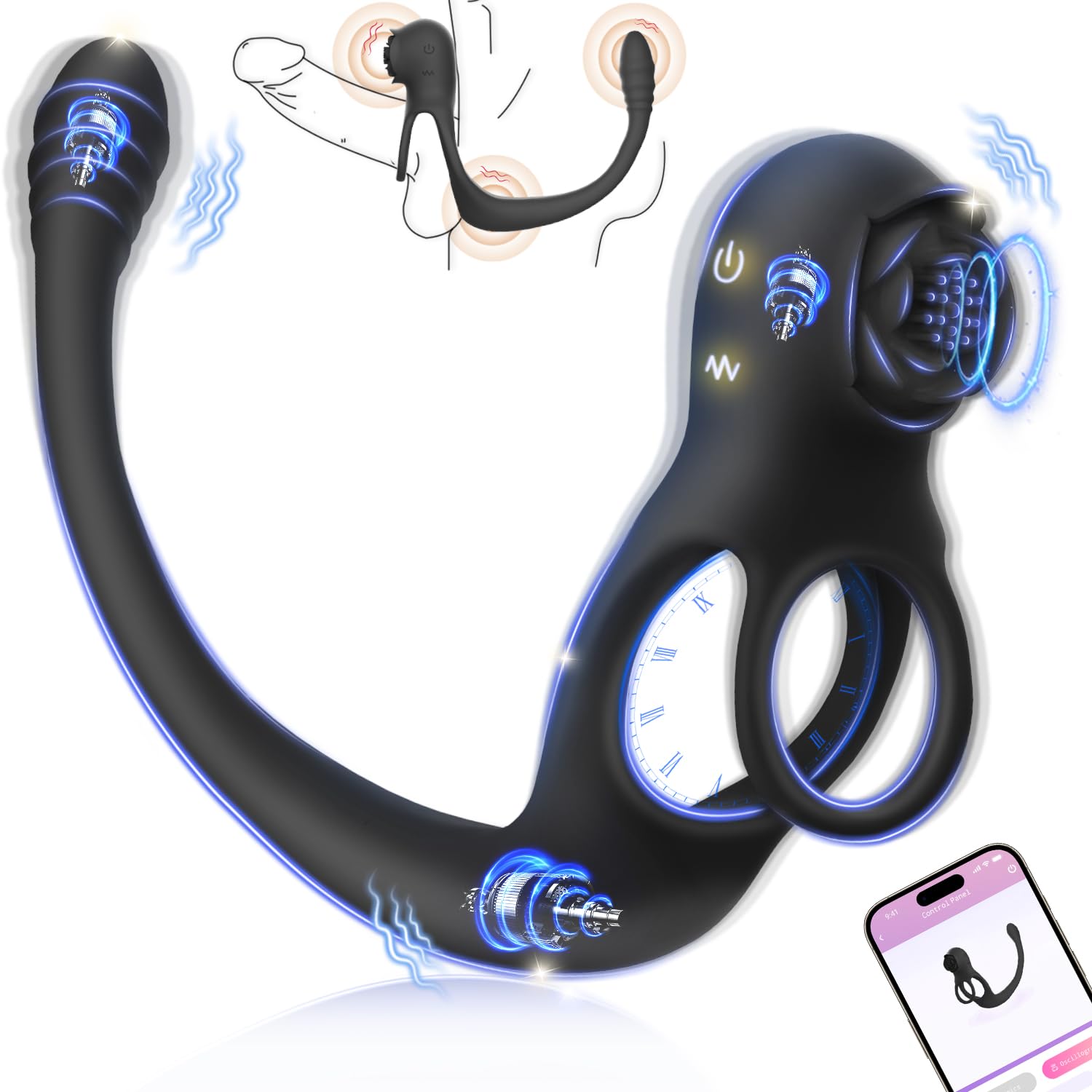 Three Motor Lock Ring Anus Vibrator For Couples