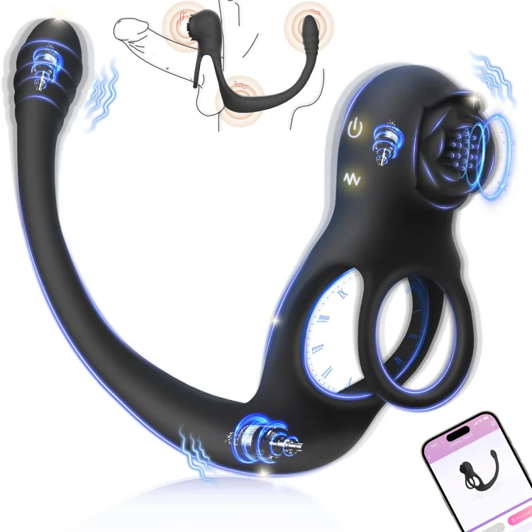 Three Motor Lock Ring Anus Vibrator For Couples