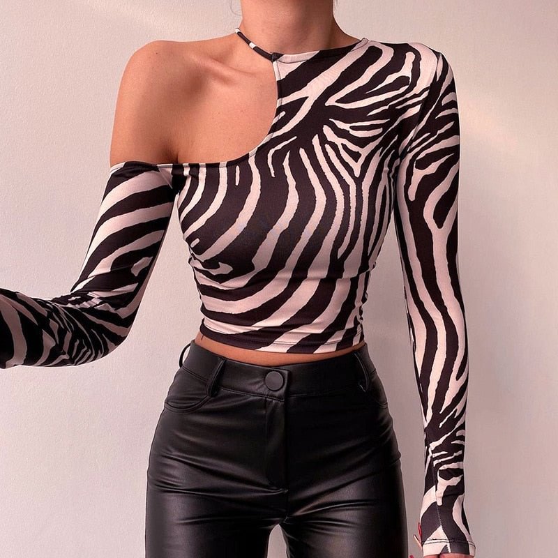 wsevypo Stripe/Heart Print Off Shoulder Long Sleeve T-Shirt Women Halter Crop Tops Autumn Streetwear Slim Fit Pullover Tees