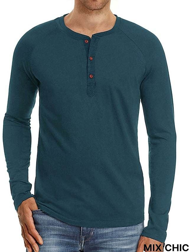 Men's Long Sleeve T-Shirt Solid Color Casual Top Basic Non-Printing Shirt Soft Touch Daily Wear
