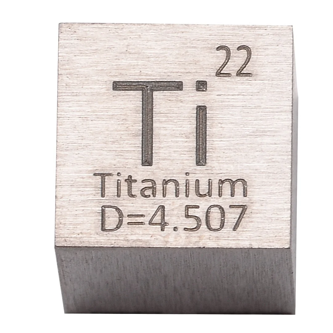 1Pcs 99.5% Pure Titanium High Purity Cube Ti Metal Carved Element Periodic Table Class Teaching Supplies 10x10x10mm