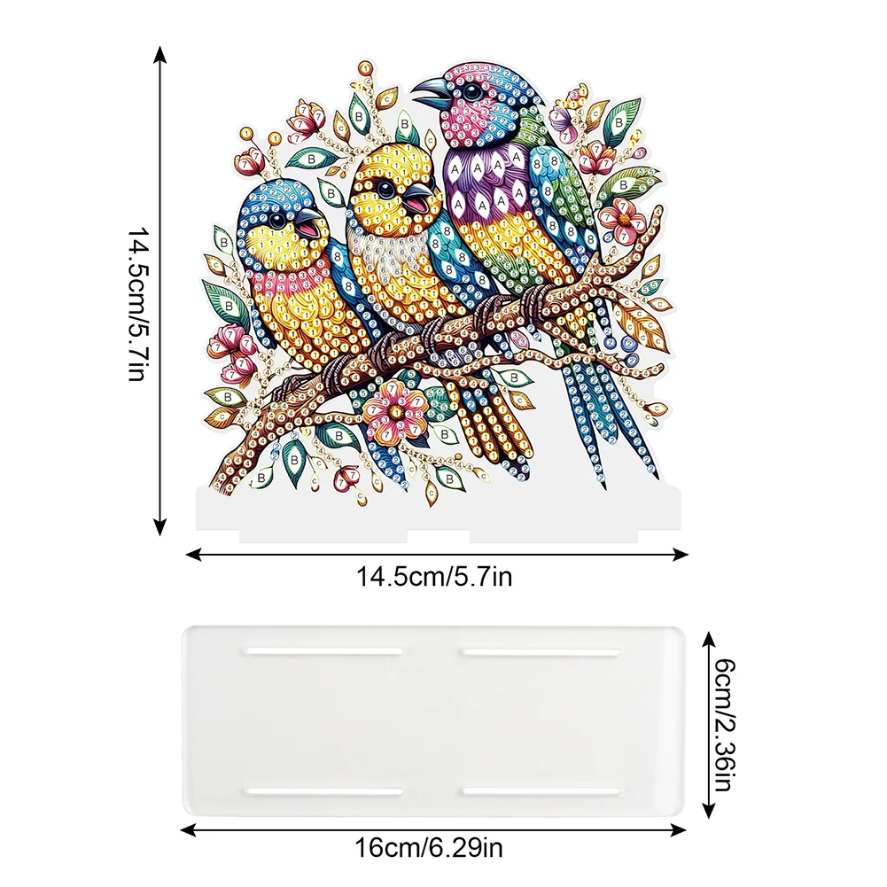DIY Parrot Diamond Painting Acrylic Napkin Rack Decor for Home Office Decor