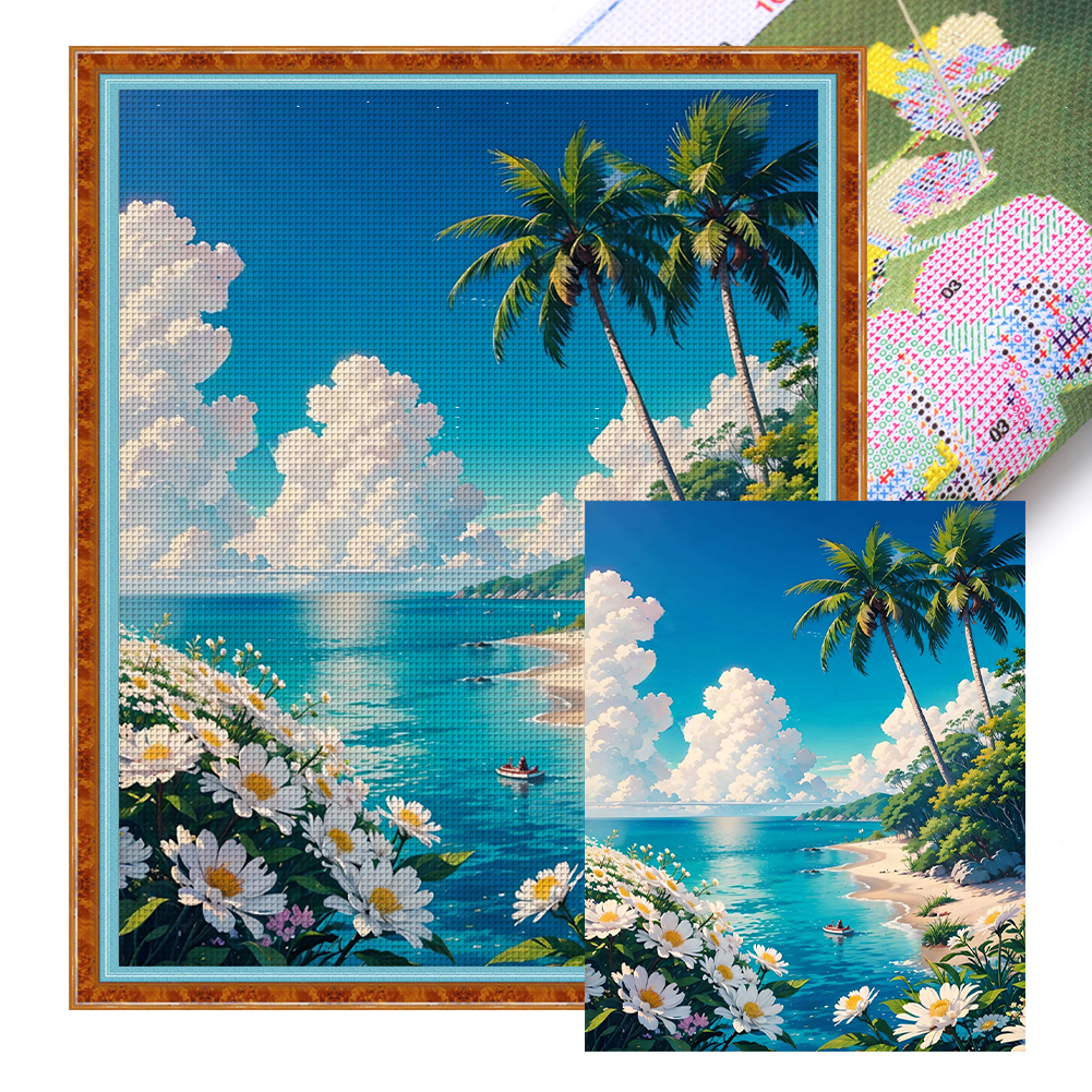 Summer Lakeside Full 11CT Pre-stamped Canvas(50*60cm) Cross Stitch
