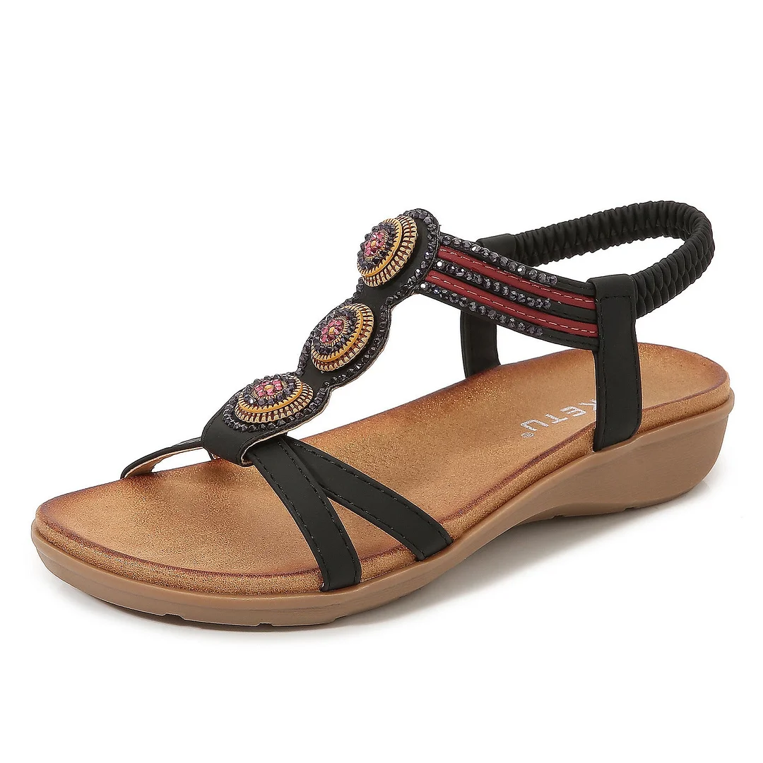 Sursell Shoes Women's Casual Retro Slope Heel Sandals