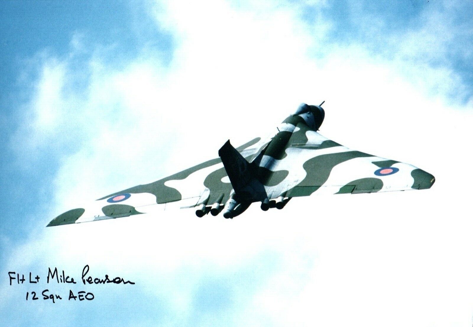 Mike Pearson Vulcan 12 Squadron Signed 12 by 8 inches Genuine Signature Photo Poster painting