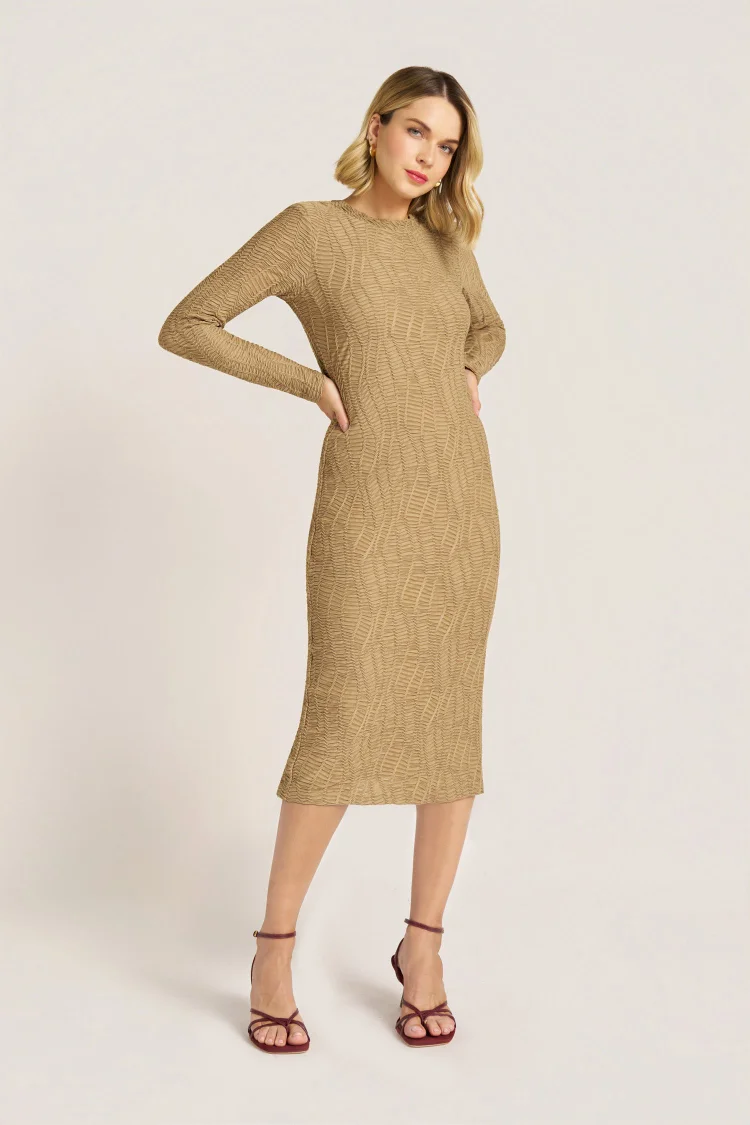 JASPER TEXTURED KNIT DRESS - SAND