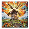 1PC-Diamonds Painting Stained Glass Windmill Wall Sticker Home Decor