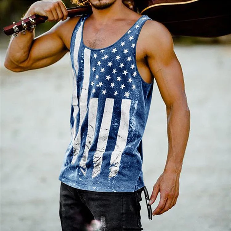European And American Mens Star Striped Printed Vest