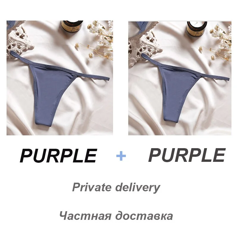 2PCS/Set Sexy Women G-String Underwear Panties Low Waist Panties Female Underpants Cotton Crotch T-back Pantys Thong Lingerie