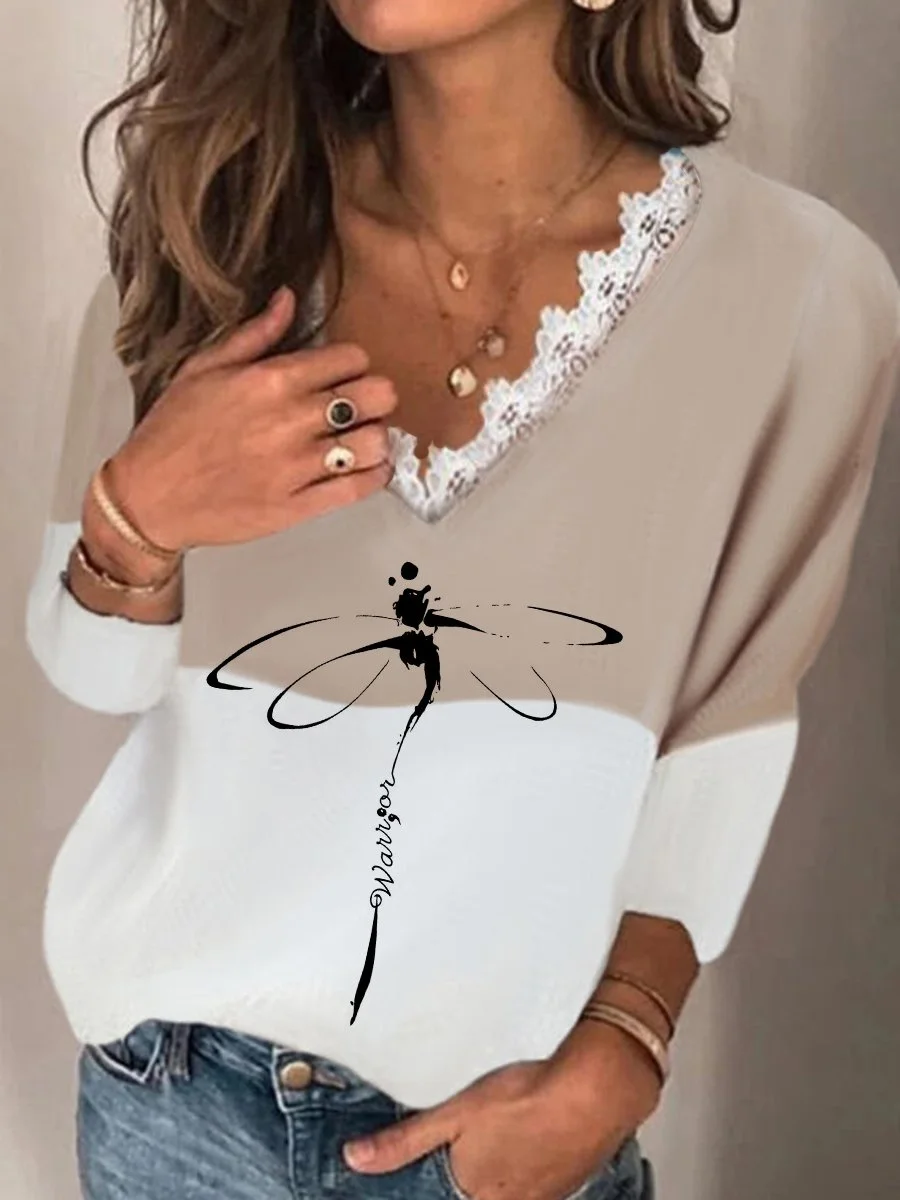 Casual Loose Cotton Dragonfly Blouse