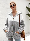 Stitching Color Plush Hooded Coat