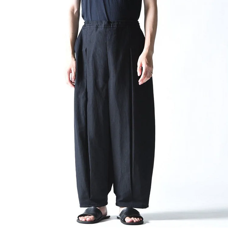Versatile New Simple Pressed Pleats To Show Thinness High-leg Wide-leg Pants-dark style-men's clothing-halloween