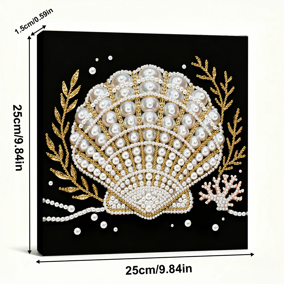 Seashell DIY Pearl Art Diamond Painting Kit for Adult Home Decor 25x25cm With Frame
