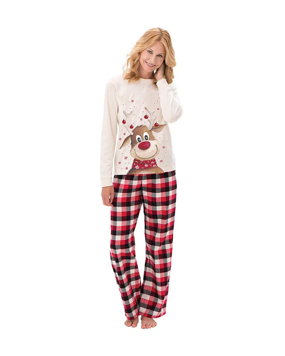 Reindeer Christmas Family Plaid Pajama with dog