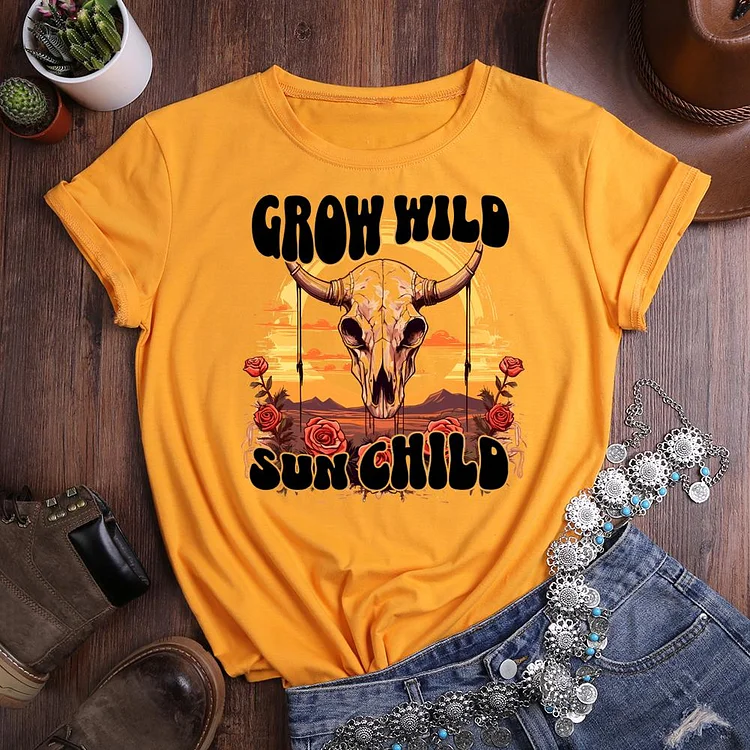 grow wild sun child Round Neck T-shirt-0020930