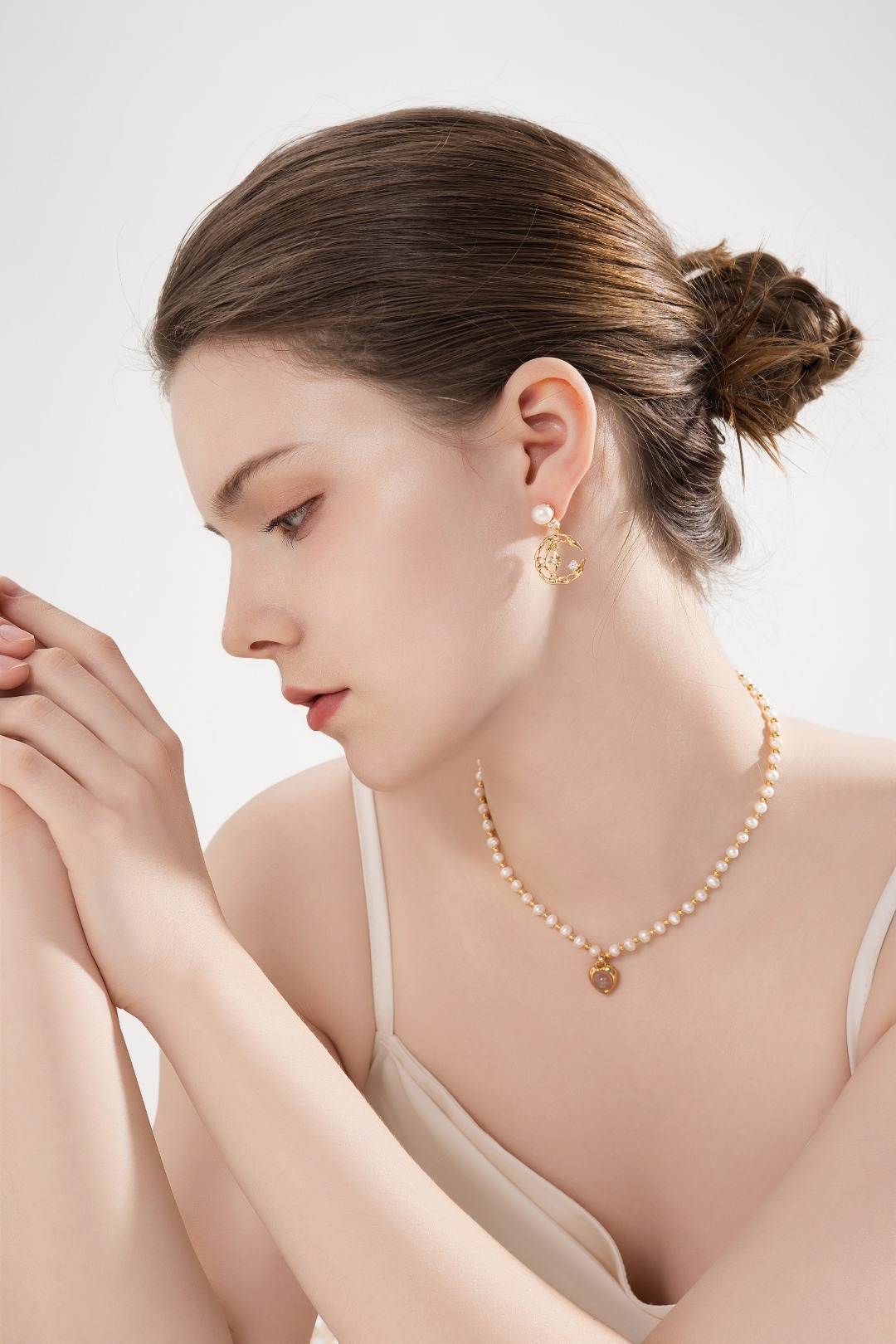 Vintage Strawberry Quartz & Pearl Necklace