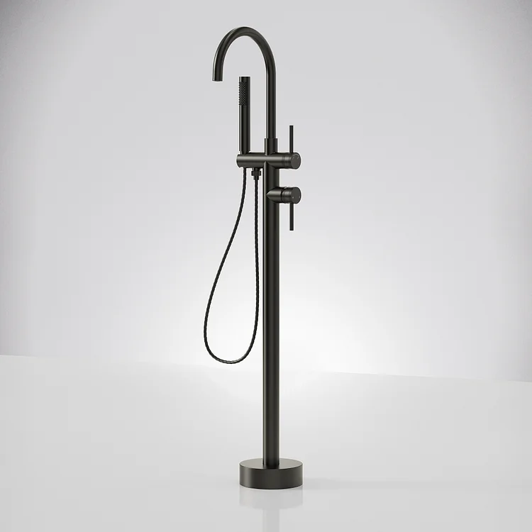 EVERSTEIN Freestanding Floor Mount Bathtub Faucet in Matte Black SFS-1093-BK