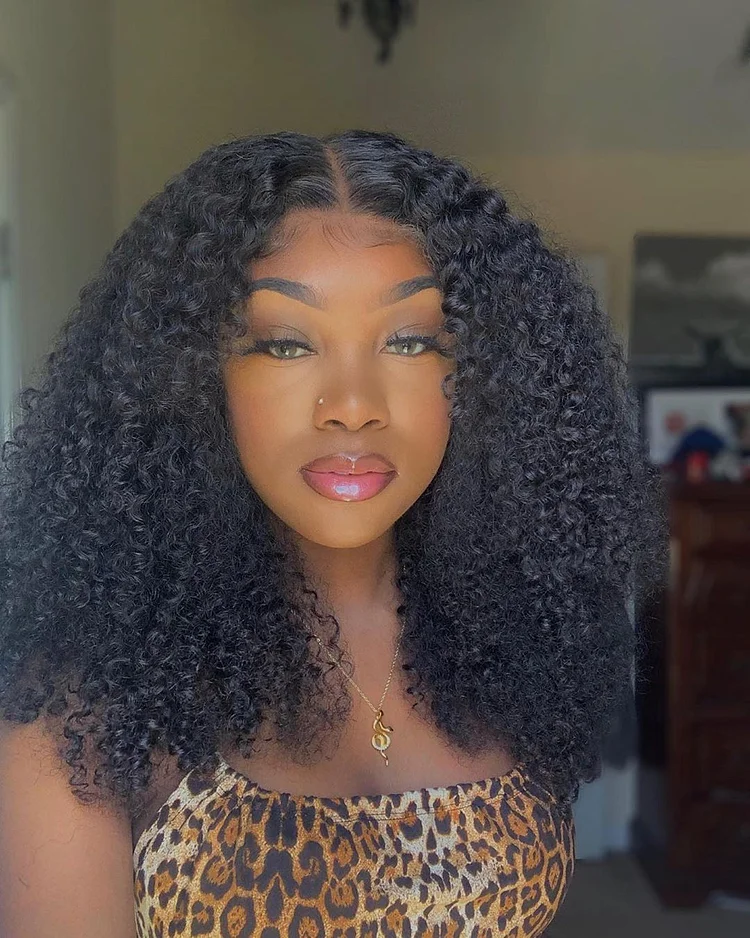Kinky Curly 4x4 Closure Wig| Pre Plucked& Bleached