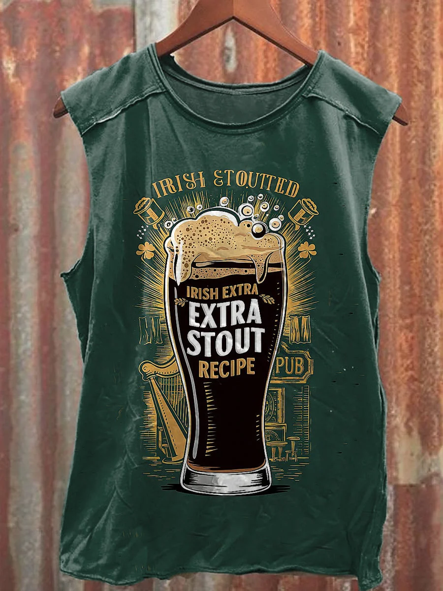 Men's Casual Beer And Text Printed Tank Top