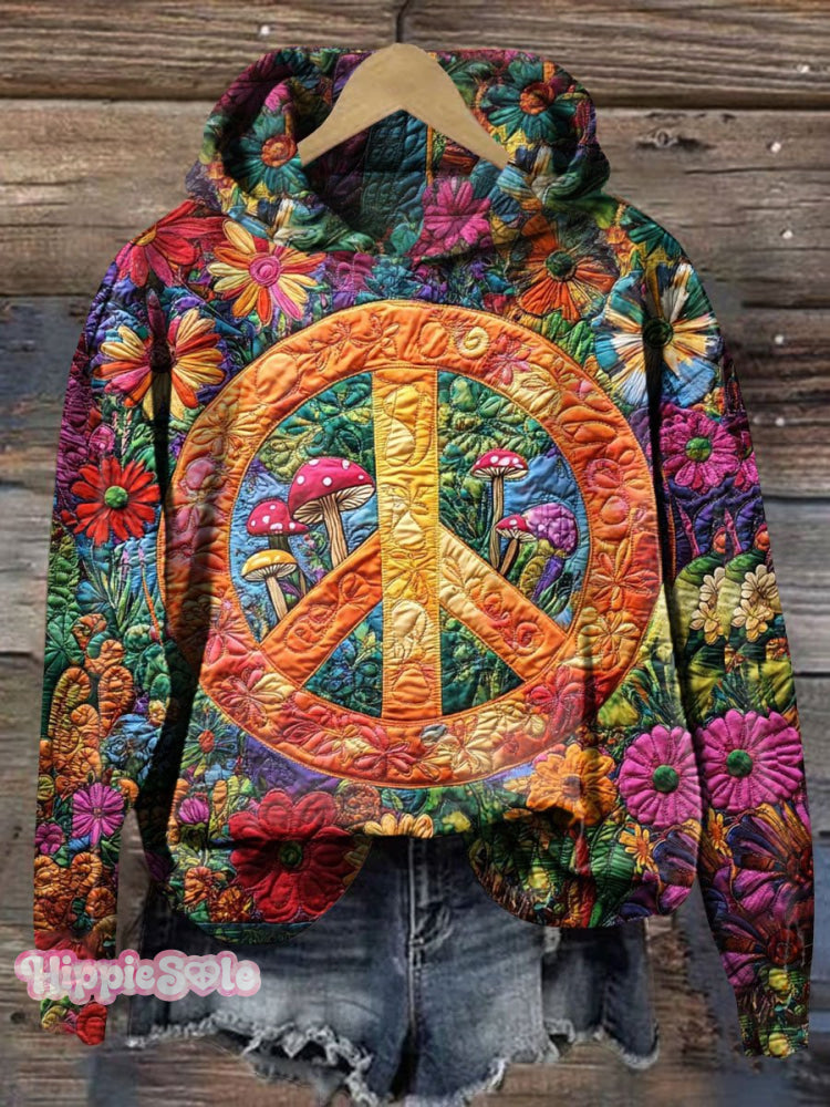 Floral Harmony Peace Art Print Casual Sweatshirt Multicolor / S